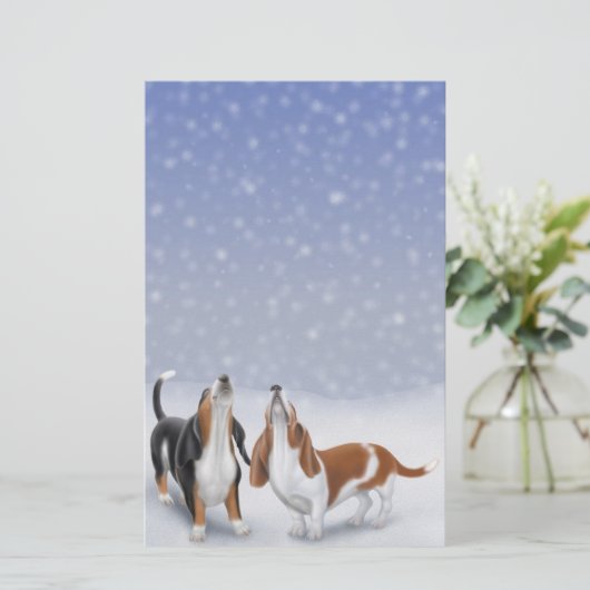Zingende Basset Hounds Stationery Briefpapier (Staand voorkant)