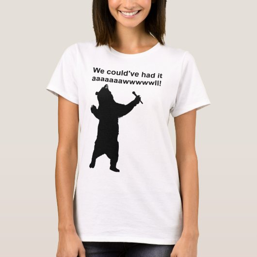 Zingende Beer Grappig Shirt (Voorkant)