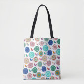 Zingende Bird en Mandala Folk Art Pattern Cute Tote Bag (Voorkant)
