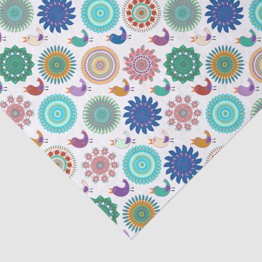 Zingende Bird en Mandala Folk Art Tissuepapier (Detail)