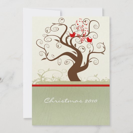 Zingende Bird Wood Grain Tree Kerstdiner Kaart (Achterkant)