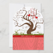 Zingende Bird Wood Grain Tree Kerstdiner Kaart (Achterkant)