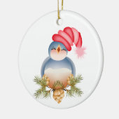 Zingende blauwe vogel keramisch ornament (Links)