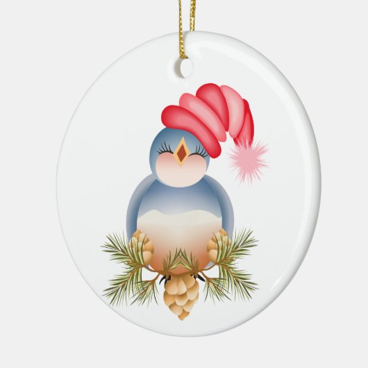 Zingende blauwe vogel keramisch ornament (Links)