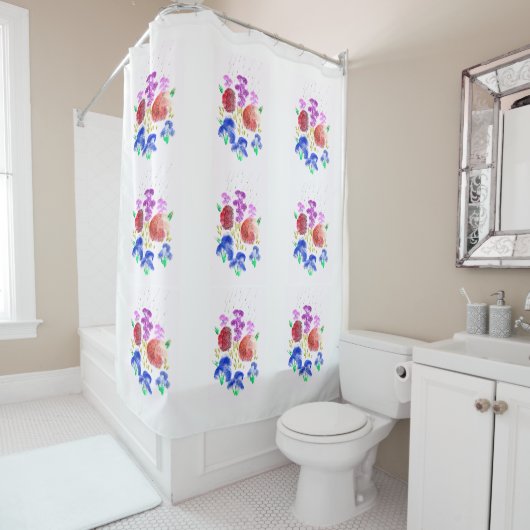 Zingende bloemen in het regendouchegordijn douchegordijn (In situ)