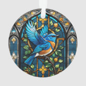 Zingende Bluebird: Glas in lood Serenade Ornament (achterkant)