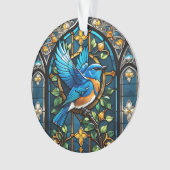 Zingende Bluebird: Glas in lood Serenade Ornament (voorkant)