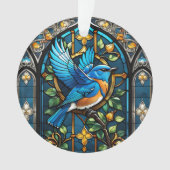 Zingende Bluebird: Glas in lood Serenade Ornament (voorkant)