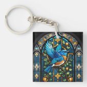 Zingende Bluebird: Glas in lood Serenade Sleutelhanger (Voorkant)