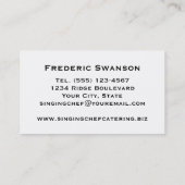 Zingende chef-kok catering of evenementenplanning visitekaartje (Achterkant)