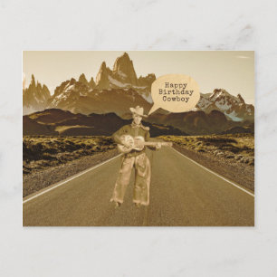 zingende cowboy Birthday Briefkaart