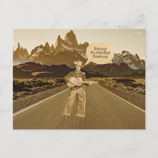  zingende cowboy Birthday Briefkaart (Voorkant)