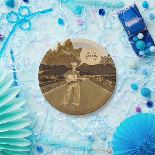  zingende cowboy Birthday Papieren Bordje (Feest)