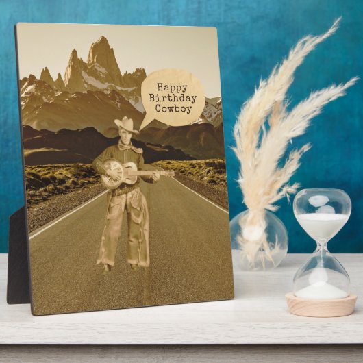  zingende cowboy Birthday Tabletop Fotoplaat (Zijkant)