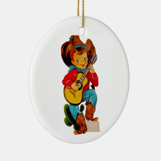 Zingende Cowboy Kind Keramisch Ornament (Rechts)
