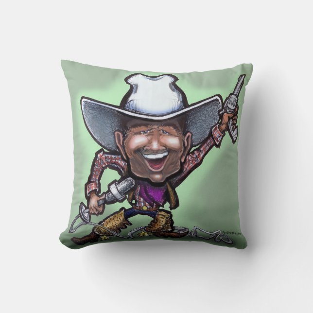 Zingende Cowboy Sierkussen (Voorkant)