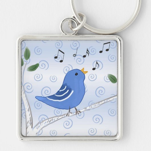 Zingende Cute Bluebird Sleutelhanger (Voorkant)