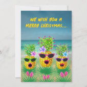 Zingende Dame Ananas Tropische Platte Kerstkaart (Voorkant)