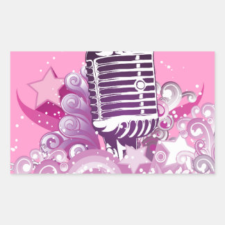 zingende diva vintage microfoon sterren en swirls rechthoekige sticker