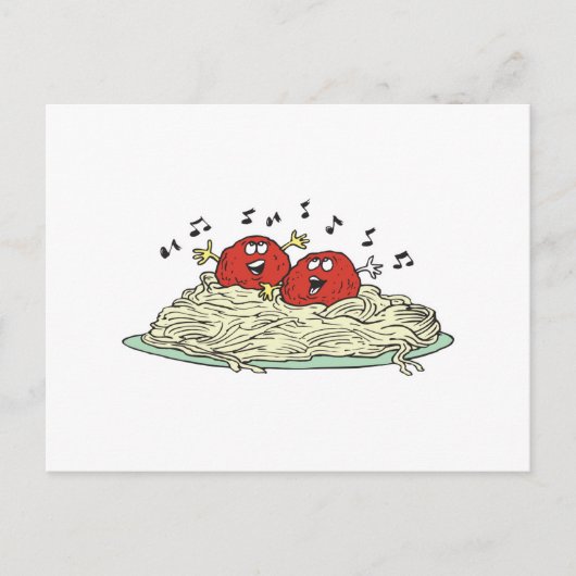 zingende gehaktballen op spaghetti briefkaart (Voorkant)