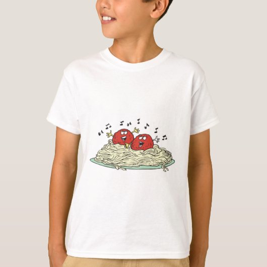 zingende gehaktballen op spaghetti t-shirt (Voorkant)