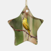 Zingende Gele Zanger Keramisch Ornament (Rechts)