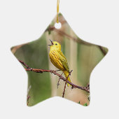 Zingende Gele Zanger Keramisch Ornament (Voorkant)