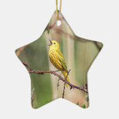 Zingende Gele Zanger Keramisch Ornament (Links)