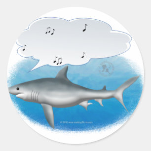 zingende haai ronde sticker