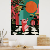 Zingende Hamster Retro Muziek Muur Kunst Poster (Keuken)