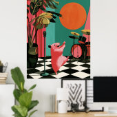 Zingende Hamster Retro Muziek Muur Kunst Poster (Thuiskantoor)