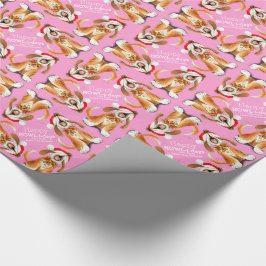 Zingende hondenkunst gelukkige feestdagen roze Ker Cadeaupapier