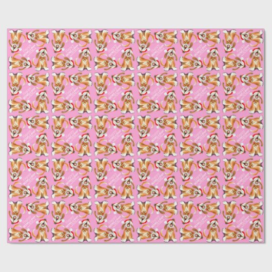 Zingende hondenkunst gelukkige feestdagen roze Ker Cadeaupapier (Vlak)