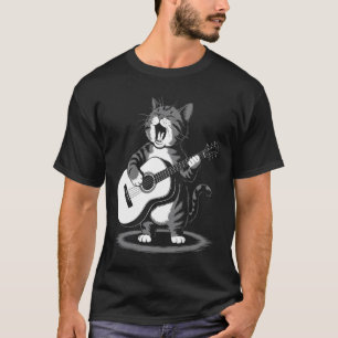 Zingende Kat Gitaar spelend Grappige Dier Muzikant T-shirt