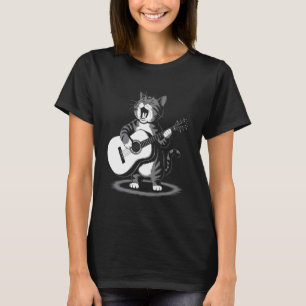 Zingende Kat Gitaar spelend Grappige Dier Muzikant T-shirt