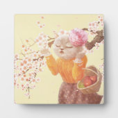 Zingende Kat met Bloemmand Fotoplaat (Voorkant)