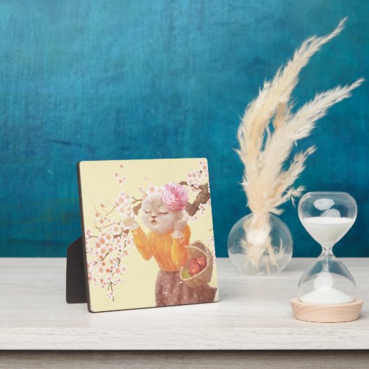 Zingende Kat met Bloemmand Fotoplaat (Insitu)