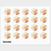 Zingende Kat met Bloemmand Ronde Sticker (Vel)