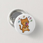 Zingende Kat Met Haarborstel Knop Ronde Button 3,2 Cm (Voorkant /achterkant)