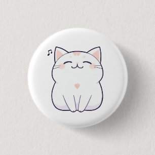 Zingende Kat met Muzieknoot Kawaii-ontwerp Ronde Button 3,2 Cm