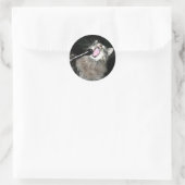 Zingende kat ronde sticker (Tas)