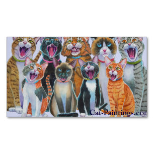 Zingende Kats Magnets Cat-Paintings.com Visitekaartje Magneet
