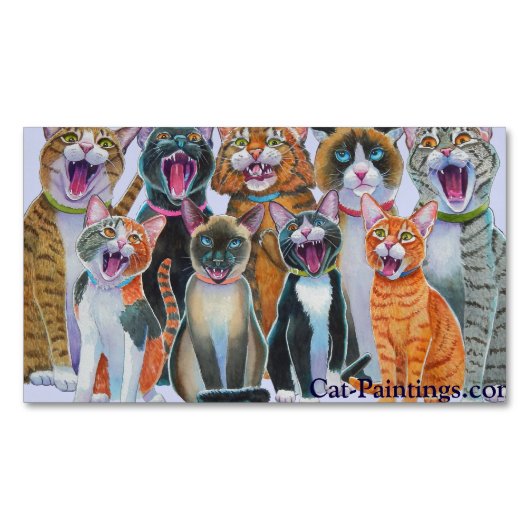 Zingende Kats Magnets Cat-Paintings.com Visitekaartje Magneet (Voorkant)