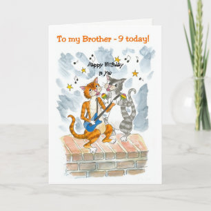 Zingende Katten 9th Fun Birthday Kaart voor een br