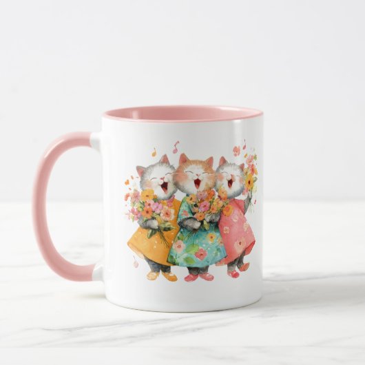 Zingende Katten met Boeketten Mok (Links)