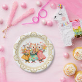 Zingende Katten met Boeketten Papieren Bordje (Feest)