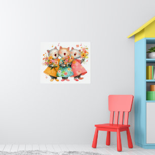 Zingende katten met boeketten poster