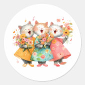 Zingende Katten Ronde Sticker (Voorkant)