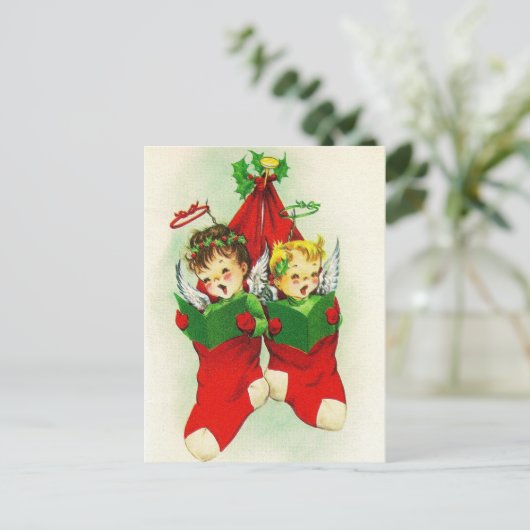  Zingende Kerst kinder Vakantie briefkaart (Staand voorkant)