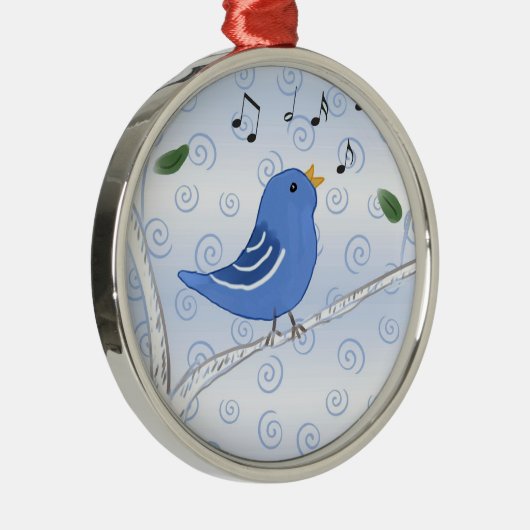 Zingende Kute Bluebird op een Branch Ornament (Rechts)